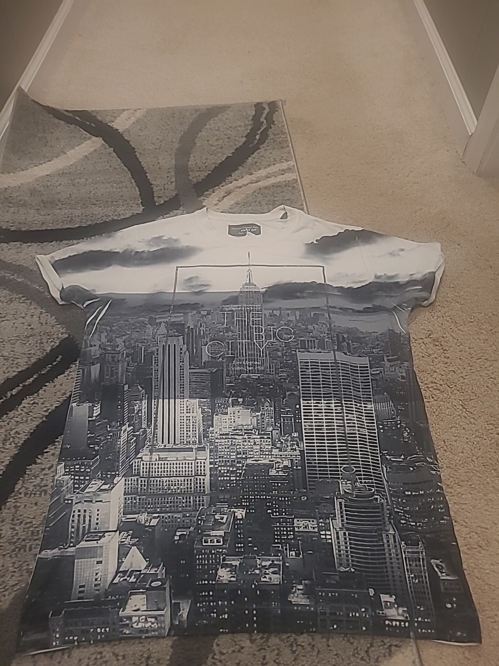 Status Quo Superior Vintage Style Mens LARGE GRAPHIC NYC SKYLINE THE BIG CITY
